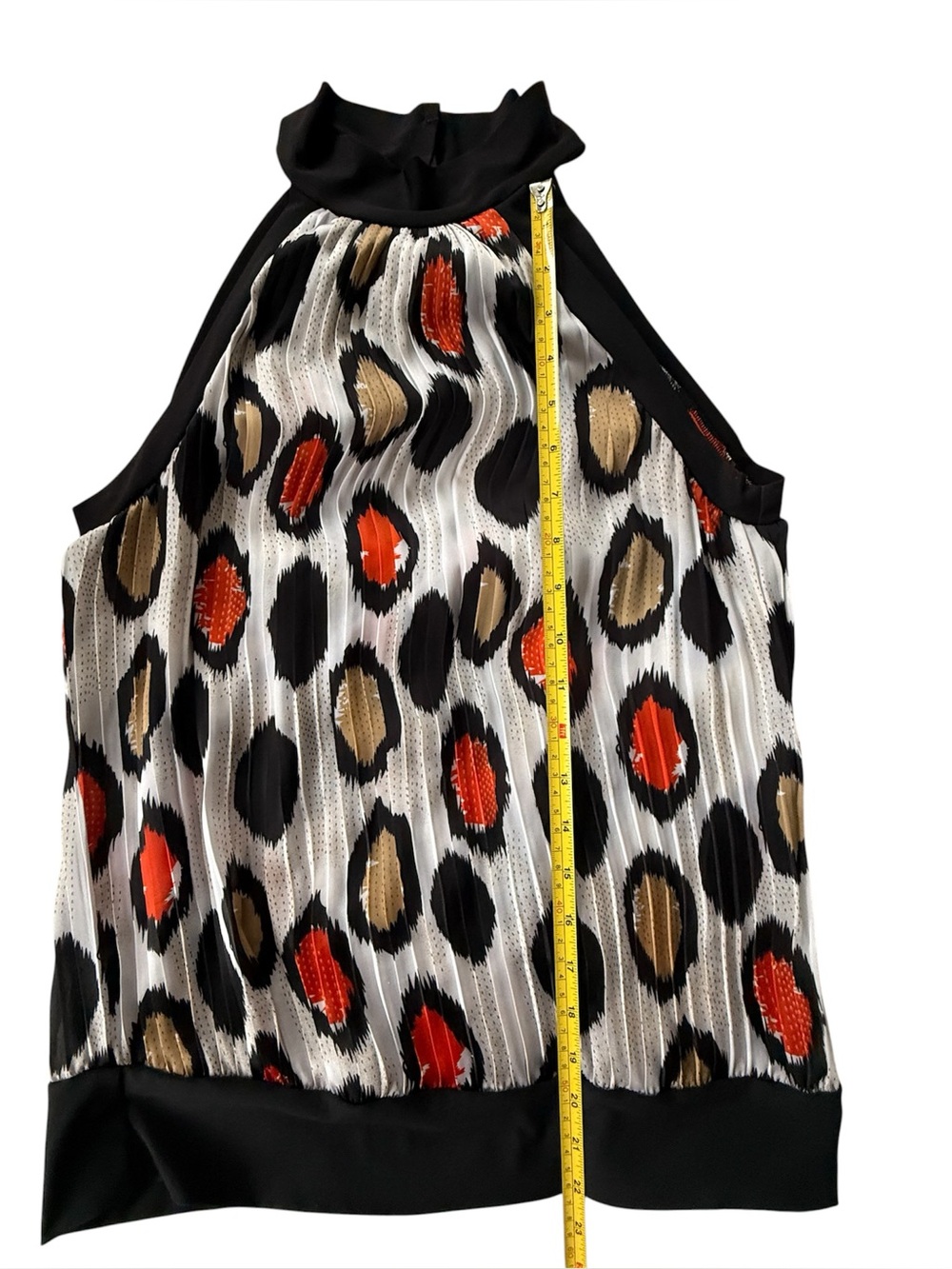 Essentials Black, White & Orange Printed Blouse s. S Halter style - Picture 5 of 5